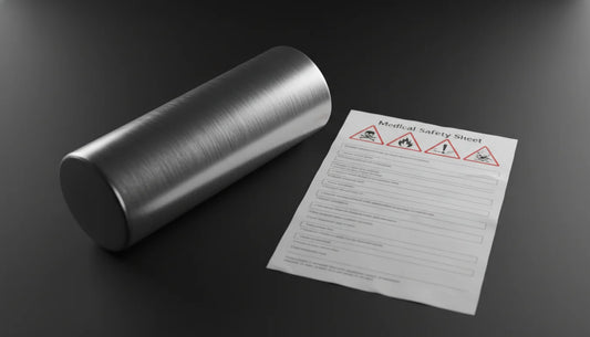Galaxy Gas N2O canister next to a medical safety data sheet warning about nitrous oxide side effects